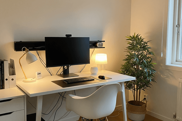 Ambiente de trabalho que mostra como um setup organizado ajuda a ser produtivo.