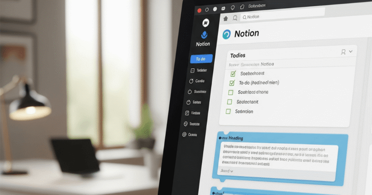 Tela de computador mostrando a interface do Notion, ilustrando o guia para iniciantes.