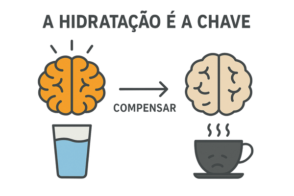 Infográfico sobre a importância da hidratação para a produtividade e o foco mental.