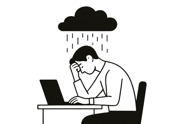 Sintomas de exaustão do burnout, como cansaço crônico e falta de energia.