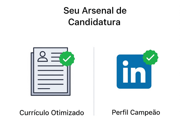Infográfico mostrando os dois passos essenciais para se preparar para vagas home office: otimizar o currículo e o LinkedIn.
