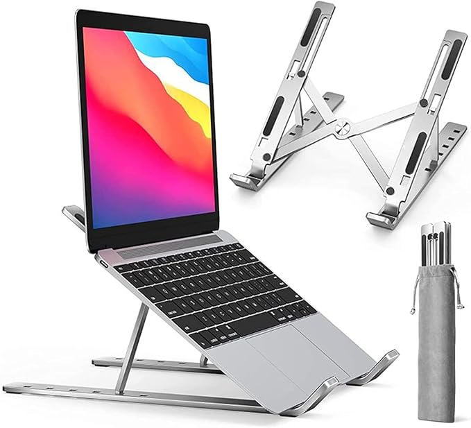 uporte De Notebook De Alumínio Ajustável Para Notebook De 6 Ângulos Ajustável De Alumínio Dobrável E Ergonômico Para Desktop Portátil Compatível Com Macbook, Ipad, Hp, Dell, Lenovo 10-17 Polegadas