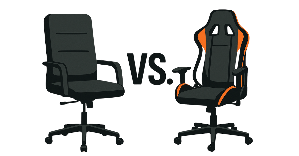 Comparativo entre uma cadeira presidente e uma cadeira gamer para o home office.