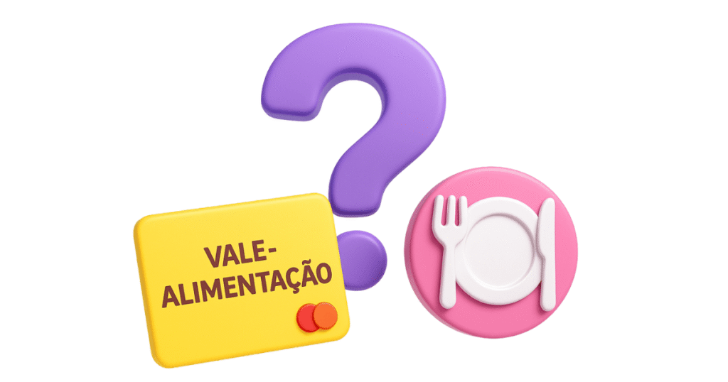 Ícones representando a dúvida comum sobre o direito ao vale-alimentação no home office.